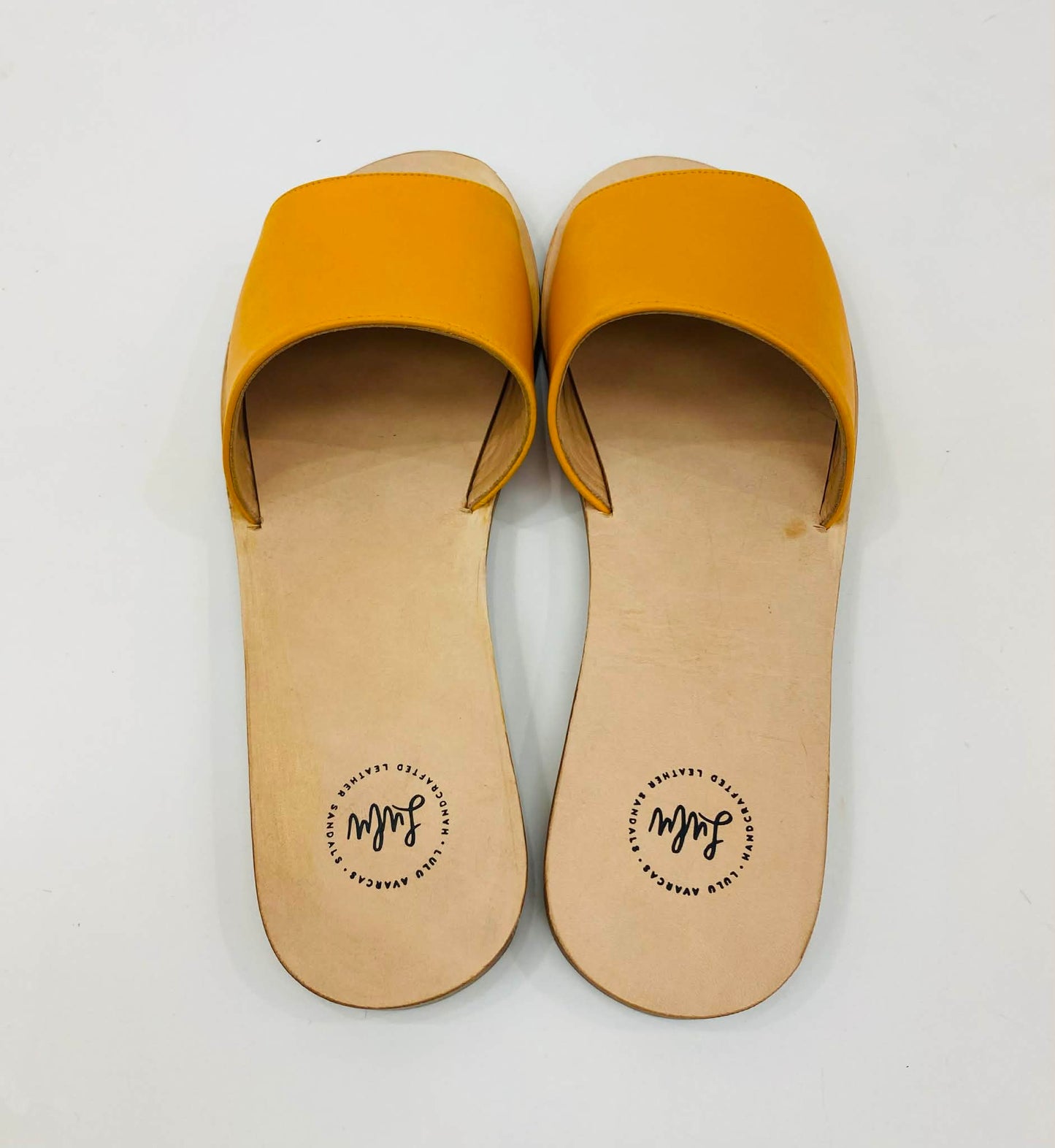 LULU AVARCAS ORANGE LEATHER SLIDE