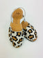 LULU AVARCAS LEATHER SANDAL IN ANIMAL PRINT WITH WHITE STRAP