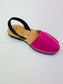 LULU AVARCAS LEATHER FLAT SANDAL IN PINK WITH BLACK STRAP