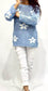LA STRADA DAISY FLOWER KNIT TOP IN BLUE
