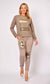 LA STRADA TAUPE PANT WITH BLACK AND GOLD