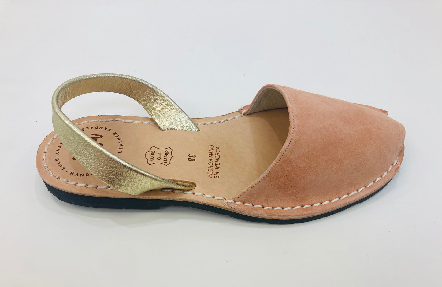 LULU AVARCAS FLAT IN PEACH WITH GOLD STRAP