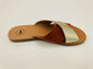 LULU AVARCAS CROSS OVER LEATHER SLIDE IN RUST AND GOLD