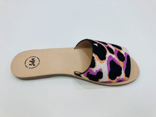 LULU AVARCAS LEATHER BRIGHT ANIMAL SLIDE