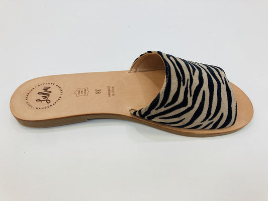 LULU AVARCAS LEATHER SLIDE IN ZEBRA PRINT