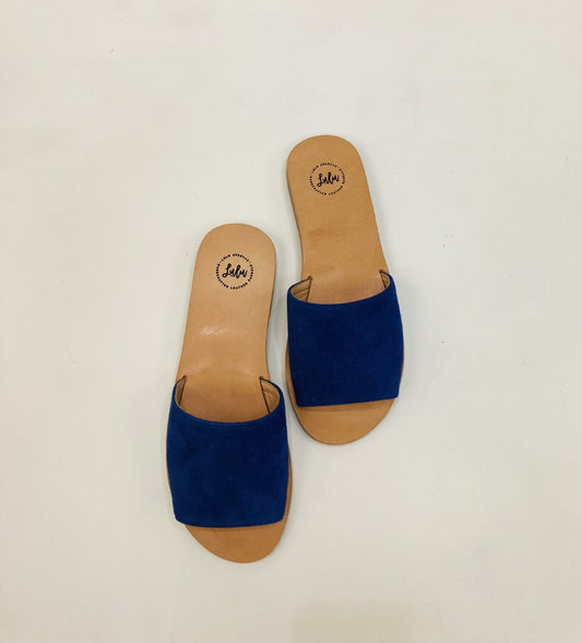 LULU AVARCAS LEATHER SLIDE IN COBOLT BLUE