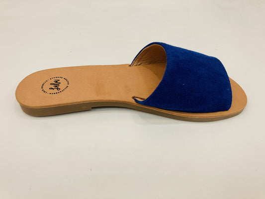 LULU AVARCAS LEATHER SLIDE IN COBOLT BLUE