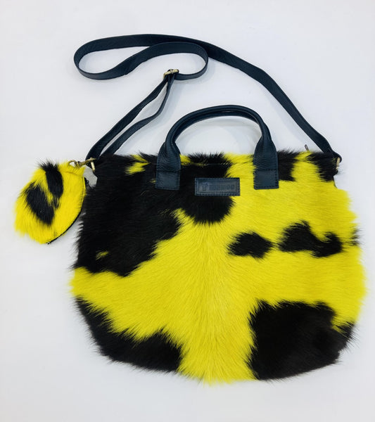 FURMOO LARGE TOTE IN YELLOW HIDE AND LEATHER - BAG 2