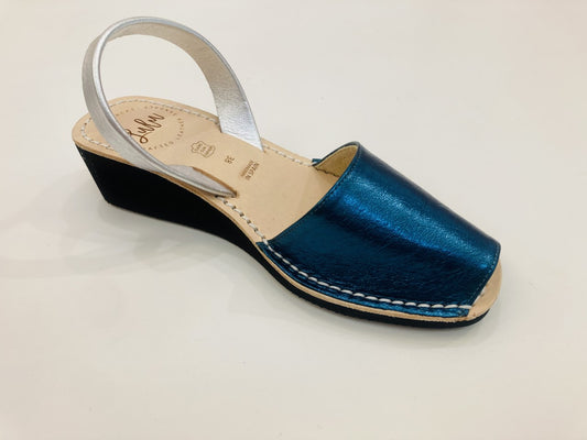 LULU AVARCAS METALLIC BLUE BLACK WEDGE