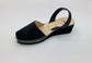LULU AVARCAS BLACK WEDGE SANDAL IN BLACK LEATHER