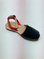 LULU AVARCAS BLACK SANDAL WITH RED ANKLE STRAP